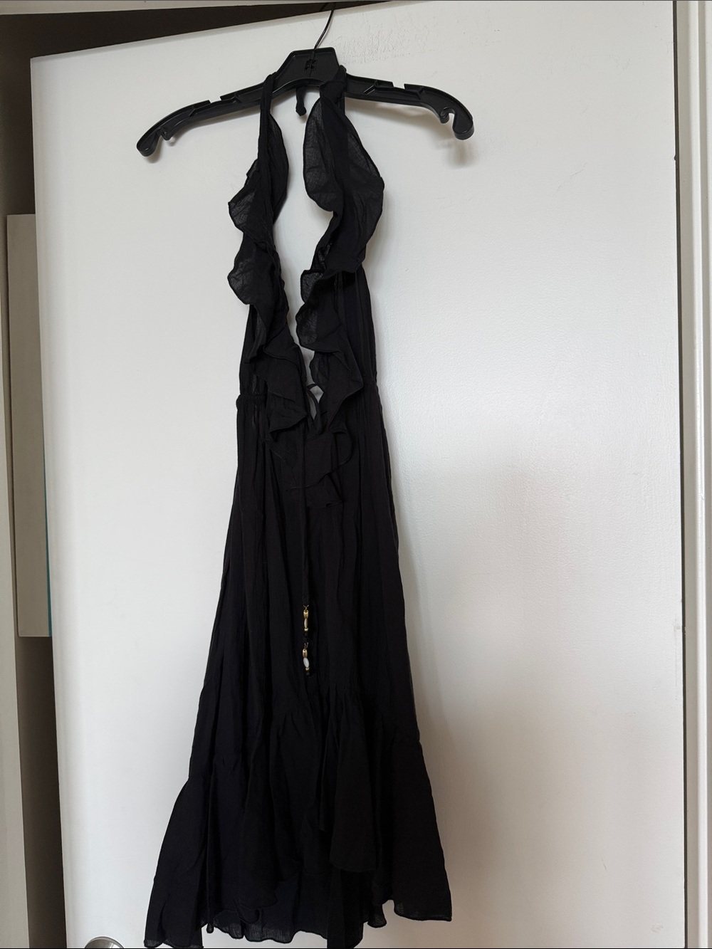 Ralph Lauren Women’s Black Cotton Halter Ruffle Dress or beach cover up